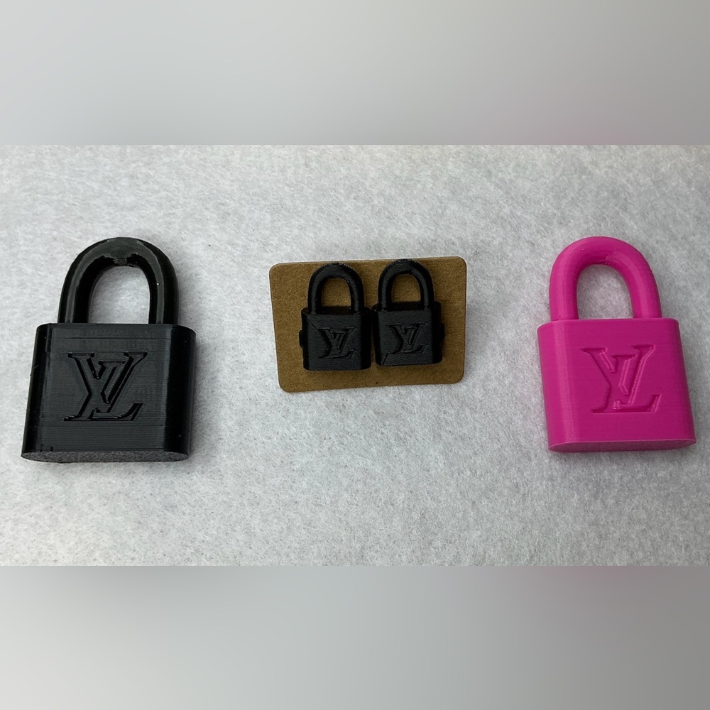 LV Black and Pink Lock & Earring Set